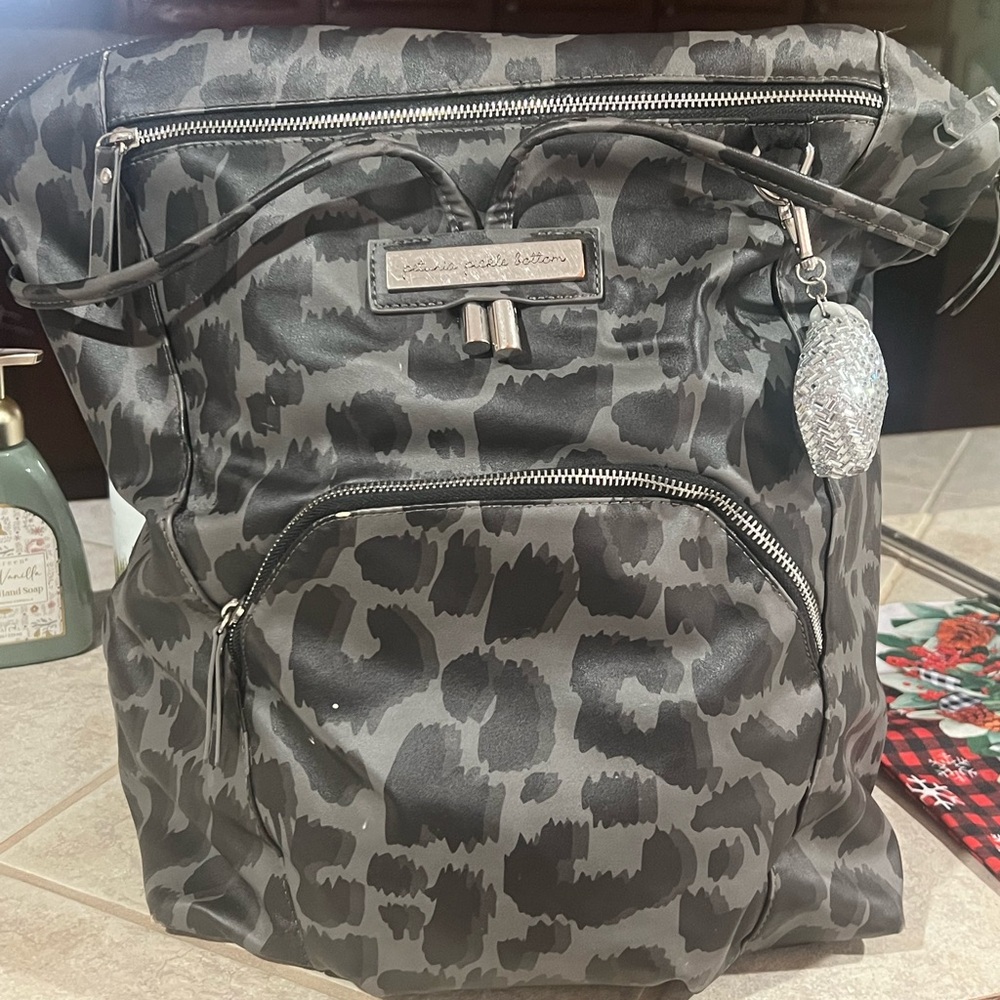 Petunia Pickle Bottom Charcoal Leopard Baby Bag